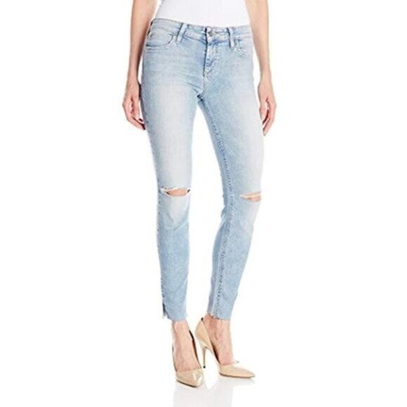 Anthropologie Joe's Jeans Skinny Jeans Split hem distressed Light wash blue 25 - Picture 6 of 16
